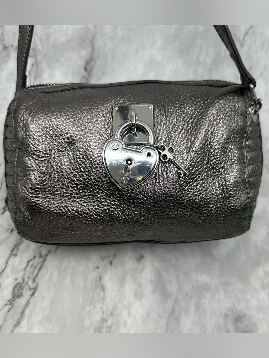 Juicy Couture Metallic Silver Heart Lock Wristlet